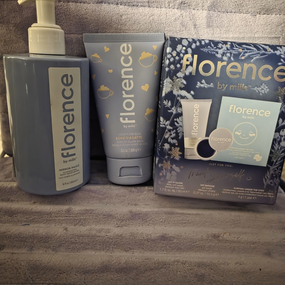 Florence by Mills Skincare Set, Face Mask, And Illuminating Body Lotion New